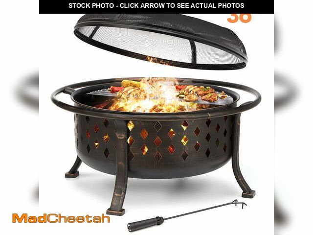 Lot 74-14370215 - Singlyfire 36 inch Fire Pit for Outside Wood Burning Fire Pit Large Deep Fire Bowl for Camping Picni...
