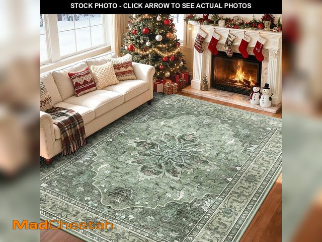 Lot 74-13844797 - RELEANY Area Rugs 6'x9' Washable Non-Slip, Floral Vintage Distress Print Pattern Medallion Carpet fo...