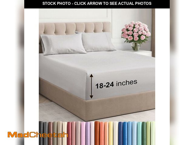 Lot 74-14475467 - Extra Deep Queen Sheet Set - 4 Piece Breathable &amp; Cooling - French Grey - UNUSED