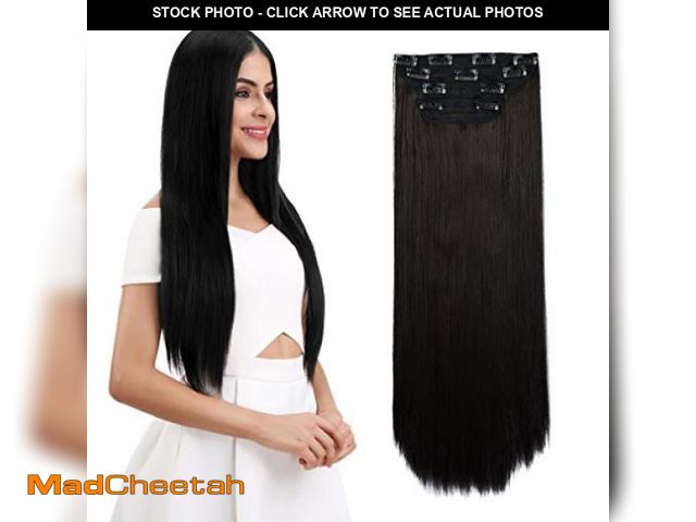 Lot 74-12331053 - REECHO 28" Straight Super Long 4 PCS Set Thick Clip in on Hair Extensions Black Brown - UNUSED