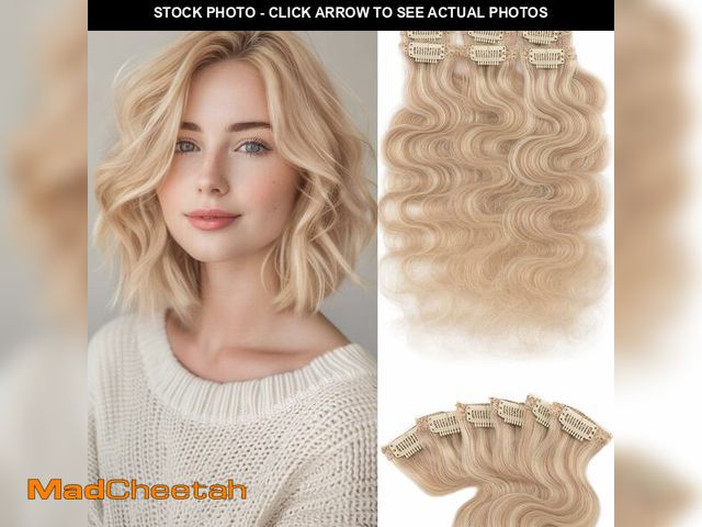 Lot 74-14379196 - Clip in Short Hair Extensions Real Human Hair,Prokyvity Short Hair Extensions Clip ins,Wavy Mini Hai...