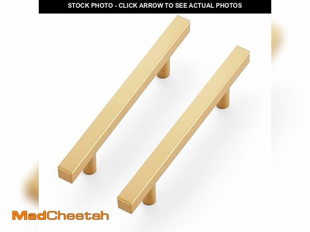Lot 74-13953712 - Ravinte 30 Pack Brass 4 Inch Hole Center Champagne Gold Handles Square Cabinet Hardware Stainless St...