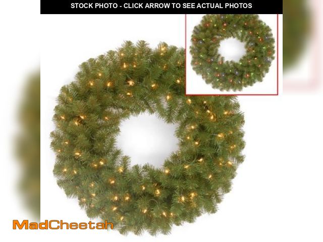 Lot 74-12150625 - National Tree 24" North Valley Spruce Wreath with 50 Battery Operated Dual LED Lights - Green - UNUS...