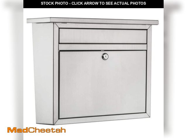 Lot 74-12783373 - Architectural Mailboxes Maya Silver, Medium, Steel, Locking, Wall Mount Mailbox - UNUSED