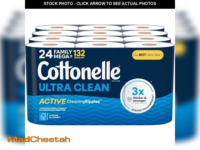 Lot 74-12760017 - Cottonelle Ultra Clean Toilet Paper with Active CleaningRipples Texture, Strong Bath Tissue, 24 Fami...