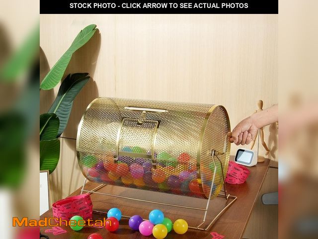 Lot 74-12770883 - VEVOR Raffle Drum, Holds 10000 Tickets or 300 Ping Pong Balls, Metal Lottery Spinning Drawing with W...