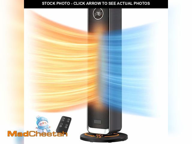 Lot 74-14434844 - Space Heater Indoor, 25" Electric Heaters with Remote, 75 Oscillation, ECO Mode, 12H Timer, 30dB Qui...