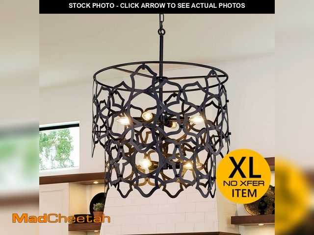 Lot 74-13213589 - Wellmet Boho Black Chandelier, Modern Black Pendant Light, 7-Light Farmhouse Vintage Chandelier, for...