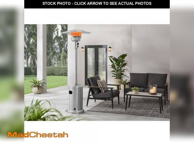 Lot 74-12146525 - Hampton Bay 48000 BTU Stainless Steel Propane Standing Patio Heater with Wheels - USED