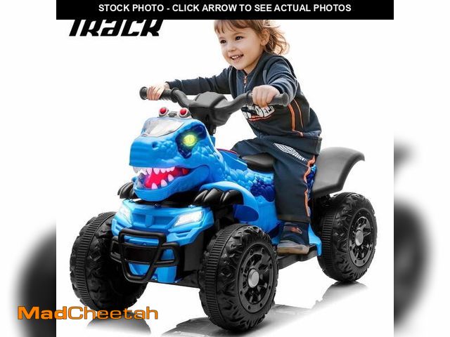 Lot 74-12550431 - Track Seven 12V Electric Ride-On ATV, Dinosaur Four Wheeler Electric Car with Bluetooth, LED Lights,...