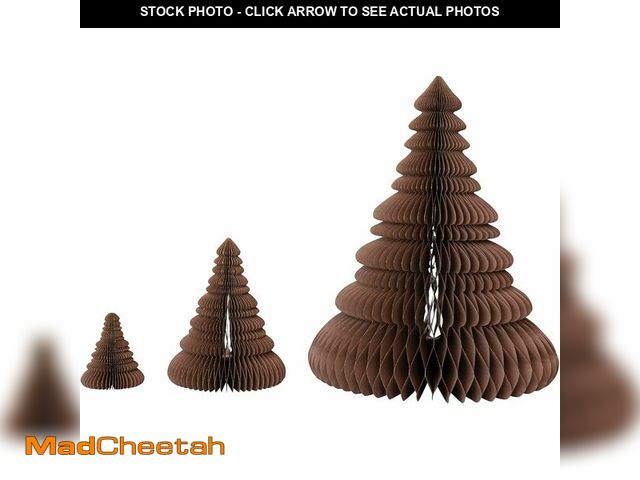 Lot 74-14598752 - Creative Co-Op Round Paper Folding Honeycomb Trees with Gold Glitter, Brown, Set of 3 - UNUSED