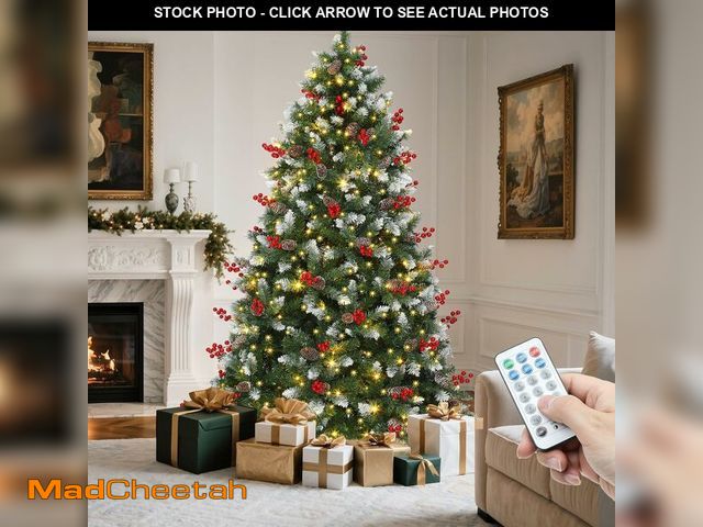 Lot 74-13331869 - YITAHOME 6FT Prelit Christmas Tree with Remote, Artificial Hinged Pre-Decorated Christmas Tree with ...