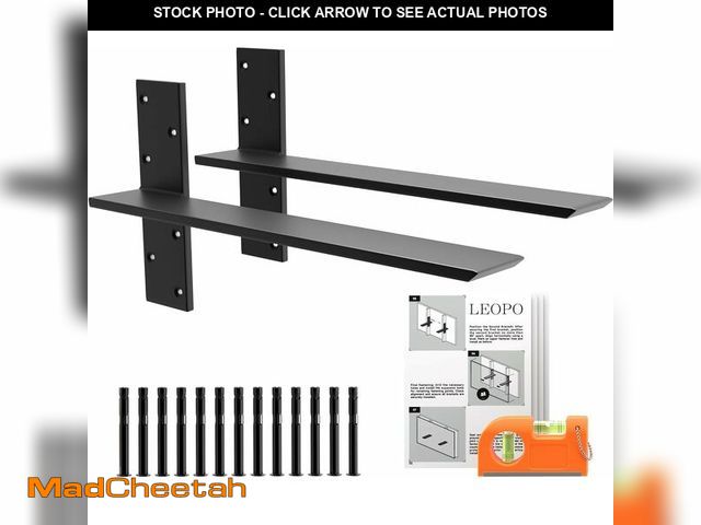 Lot 74-13698161 - LEOPO 22" Lx2.5 W 2 Pack Free Hanging T Shelf Bracket, 3/8" Thick Countertop Support Brackets, Heavy...