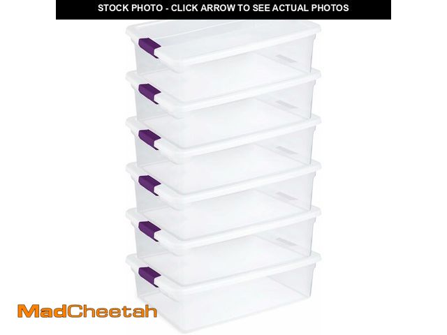 Lot 74-13382563 - Sterilite 6-Pack 32 Quart ClearView Latch Box, Stackable Organizer Bins with Latching Lids - Clear P...