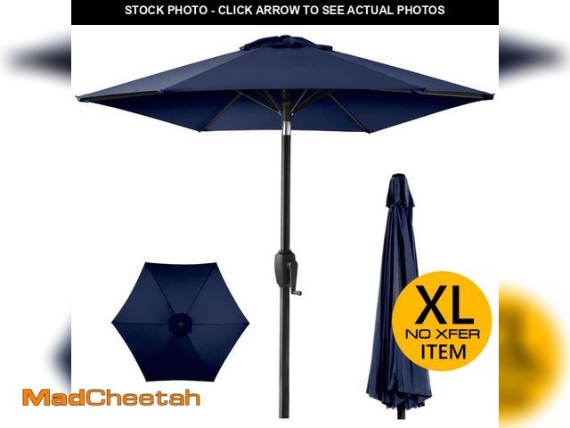 Lot 74-14343472 - Best Choice Products Navy Blue 7.5 ft. Outdoor Market Patio Umbrella with Crank and Tilt - USED