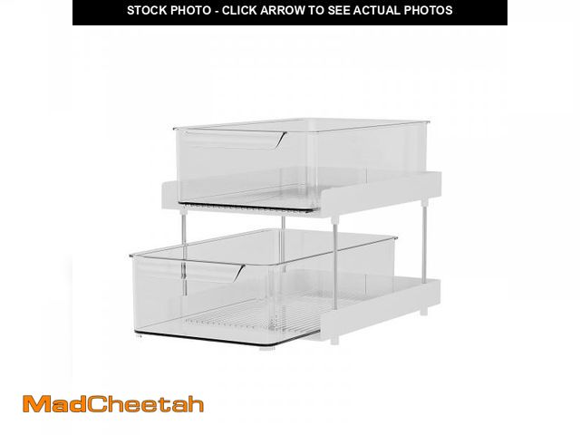Lot 74-12356305 - 2 Tier Bathroom Storage Organizer Multi-Purpose Bathroom Under Sink Organizers Clear Pull-out Home O...