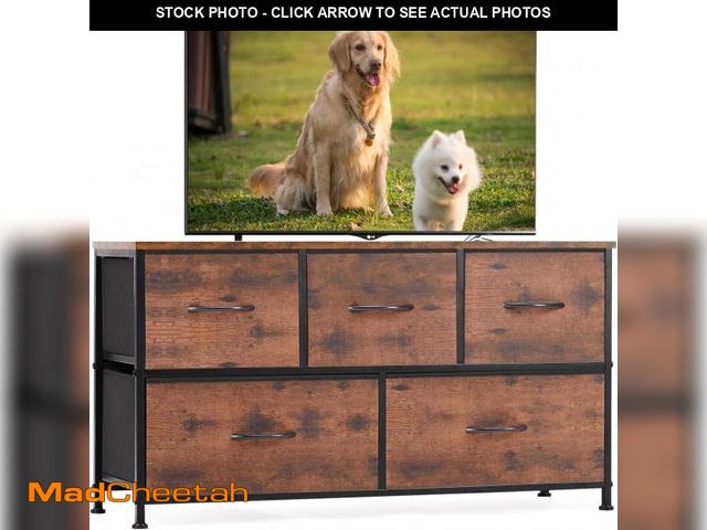 Lot 74-12137285 - Sweetcrispy Dresser for Bedroom, TV Stand, 5-Drawer Fabric Storage Cabinet, Console Table, Entertain...
