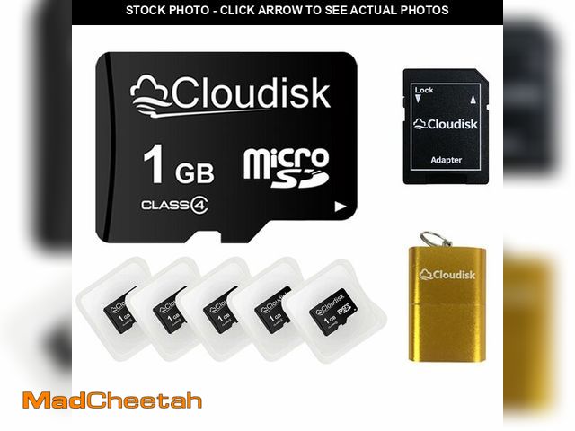 Lot 74-13541579 - Cloudisk Pack of 5 Micro SD Card 1GB Flash Memory Card C4 with SD Adapter, Card Reader (1 GB) - UNUS...