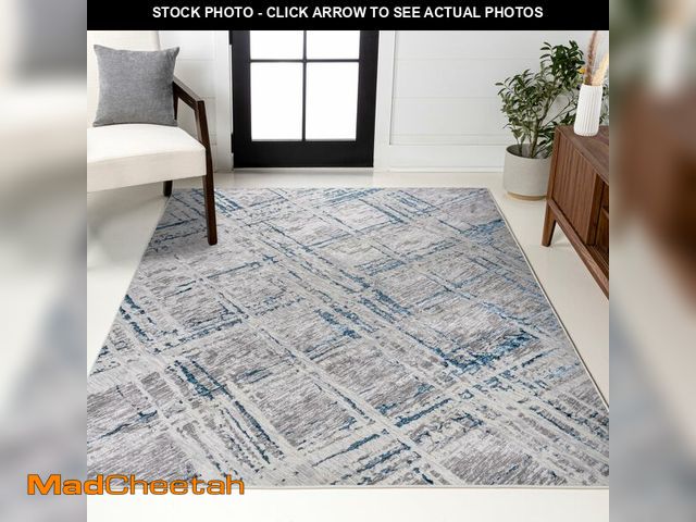 Lot 74-12689981 - JONATHAN Y Slant Abstract Gray/Blue Indoor Area Rug 5X8 ft, Modern for Living Room, Bedroom, Kitchen...