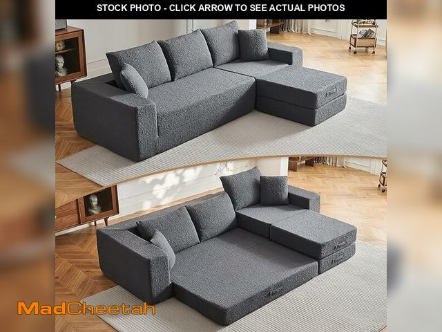 Lot 74-12786422 - 108" Modular Sectional Cloud Sofa - Boneless Couch with Deep Seat, Non Slip Base, Folding Sofa Secti...