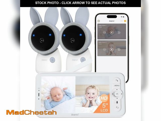 Lot 74-14377994 - ARENTI 4MP Baby Monitor with 2 Cameras, 5" Screen Video Baby Monitor, Dual-Band 2.4G/5G WiFi with Ap...