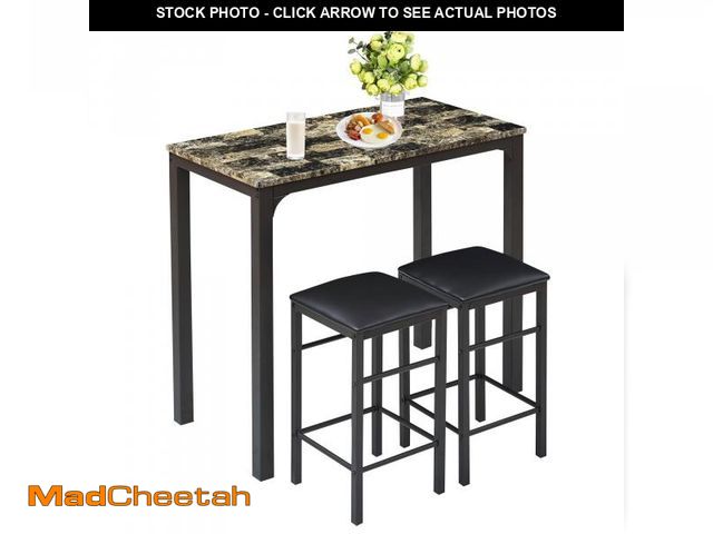 Lot 74-12158629 - *SEE DETAILS* VECELO Dining Table Set with 2 Stools,3 Piece Counter Height for Kitchen, Living Room,...