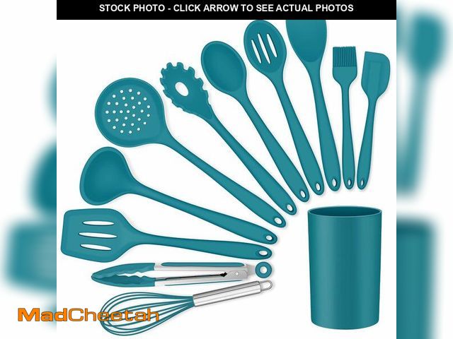 Lot 74-12714130 - LIANYU 12-Piece Silicone Kitchen Cooking Utensils Set with Holder, Kitchen Tools Include Slotted Spa...