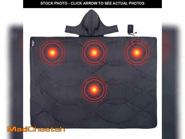 Lot 74-13544206 - iClimb Heated Camping Blanket with Hood and 5V 5000mAH Battery Pack (Dark Grey) - UNUSED