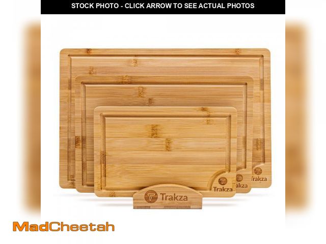 Lot 74-12221594 - TRAKZA Bamboo Cutting Board Set - Durable Kitchen Cutting Boards For Chopping Fruit, Meat, Cheese, V...