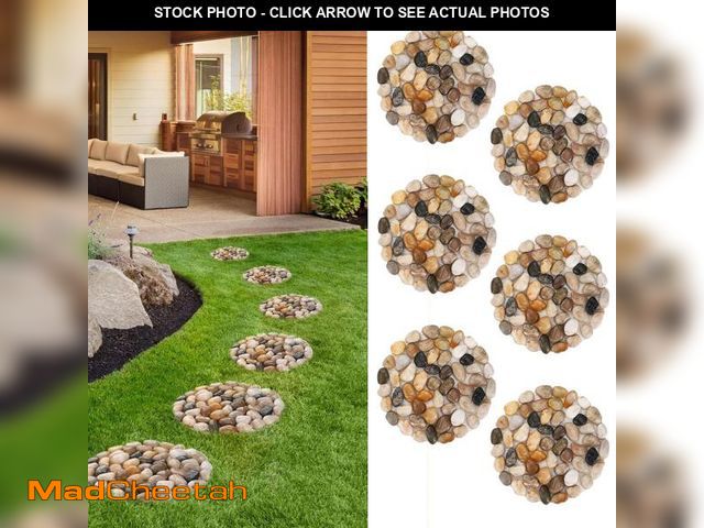 Lot 74-12310681 - Natural Pebble Stepping Stones for Garden &amp; Outdoor Walkways - 9 Inch Round Therapeutic Massage ...