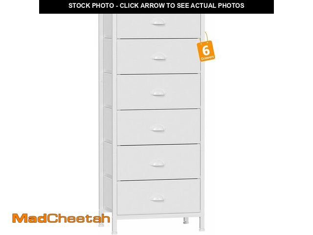 Lot 74-13844745 - Furnulem White Tall Dresser for Bedroom,Vertical Storage Tower Unit and End Table with 6 Fabric Draw...
