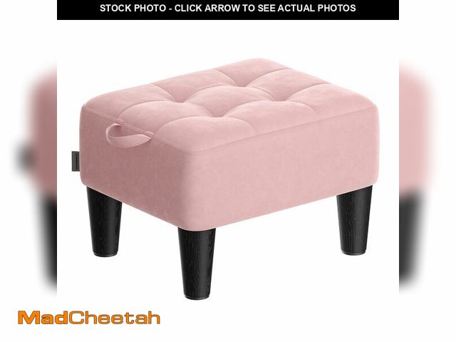 Lot 74-14064780 - SONGMICS Foot Stool with Legs, Small Footstool Ottoman, Velvet Seat with Thick Cushion, for Living R...