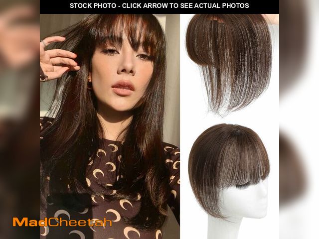 Lot 74-14206645 - Beelu Clip in Bangs 100% Real Human Hair 3D French Bangs Dark Brown Bangs Hair Clip 360ÃÂ° Cover Fa...