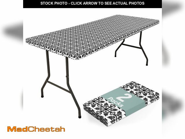 Lot 74-14299809 - misaya 2 Pack 5 Foot Rectangle Picnic Tablecloth, Elastic Fitted Waterproof Table Cover, Windproof W...