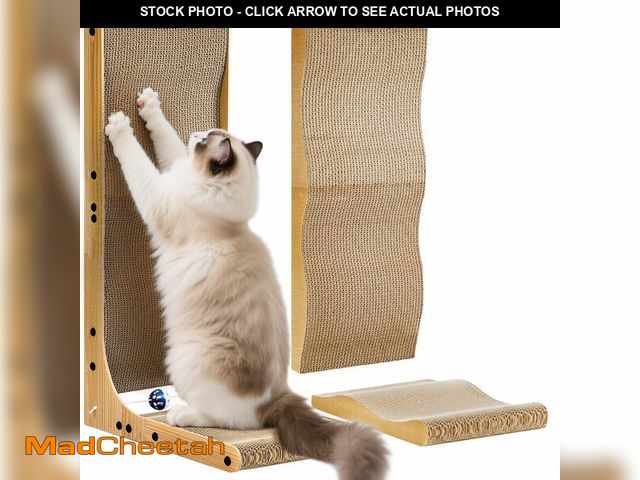 Lot 74-12970518 - Cat Scratcher with Replacement Cardboard, 27.6" L Shape Wall Mounted Cardboard Cat Scratchers for In...