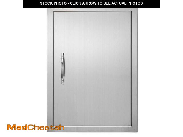Lot 74-14468672 - VEVOR BBQ Access Door 17 in. W x 24 in. H Vertical Single BBQ Door Stainless Steel with Hooks Outdoo...