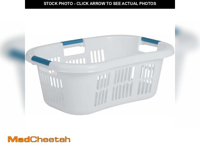 Lot 74-14067569 - Rubbermaid Laundry Basket XL Hip-Hugger Basket 2.1-Bushel White Laundry Storage/Bathroom/Bedroom/Hom...