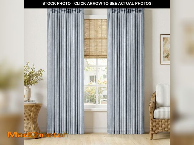 Lot 74-14211381 - MIULEE Pinch Pleated Thick Linen Curtains 90 Inches Long 2 Panels for Living Room Bedroom, Linen Tex...