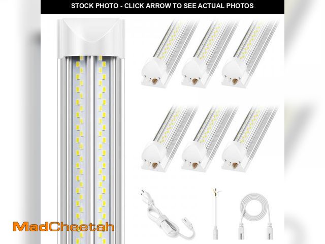 Lot 74-12156579 - ELEKICO 6 Pack 100w 8ft Led Shop Light, Super Bright 15000lm 5000k V Shape 8' Led Shop Lights, Linka...