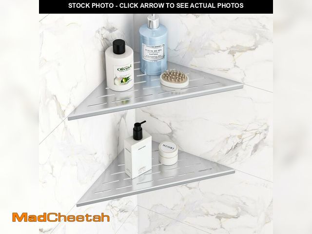 Lot 74-13547503 - Qeke Corner Shower Shelves, 12Ã¢â¬Â Recessed Tile Shower Shelf, 304 Stainless Steel Grout in Corne...