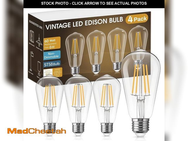 Lot 74-14114345 - YANSUN ST58 E26 Medium Base 60 Watt Equivalent Vintage LED Edison Filament Light Bulb Warm White 270...