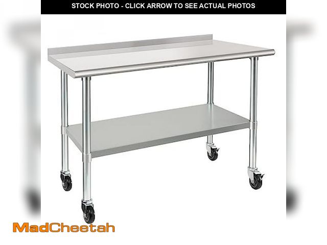 Lot 74-12262599 - HARDURA Stainless Steel Table 24 X 48 Inches with Wheels Casters NSF Heavy Duty Commercial Prep Tabl...