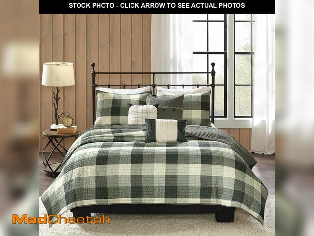 Lot 74-13382412 - Madison Park Reversible Quilt Cabin Lifestyle Plaid Design - All Season, Breathable Coverlet Bedspre...