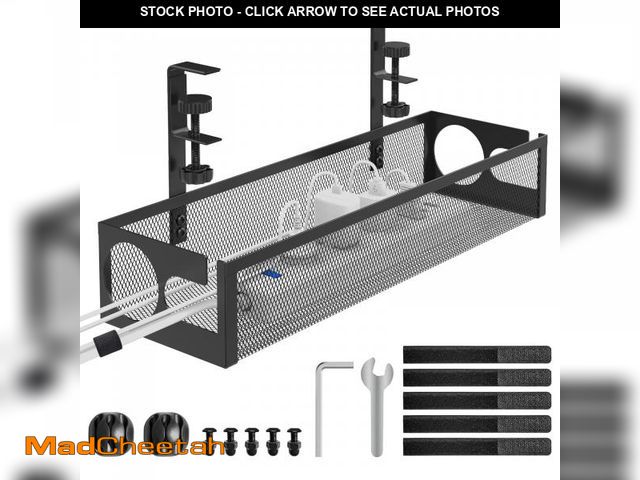 Lot 74-12314510 - Under Desk Cable Management Tray No Drill 15.1Ã¢â¬â¢Ã¢â¬â¢, Metal Mesh Cable Management Box with...