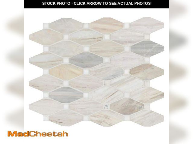 Lot 74-13019493 - Angora Elongated Octagon 12 in. x 13 in. x 0.38 in. Polished Marble Mesh-Mounted Mosaic Tile (10.1 s...