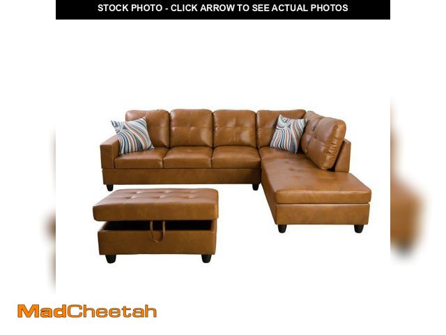 Lot 74-12140325 - (LEFT CHAISE ONLY) (MISSING HARDWARE) Faux Leather Sectional  - UNUSED
