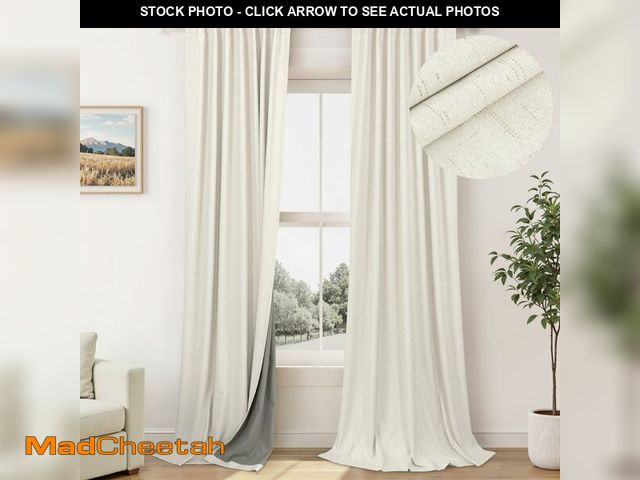 Lot 74-13620752 - 100% Blackout Curtains 84 Inch Length 2 Panels Set Neutral Boho Linen Farmhouse for Bedroom Windows ...