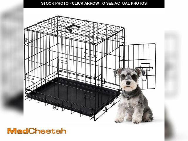Lot 74-13042001 - DUMOS Dog Crate, 24 Inch Small Single Door Dog Cage with Plastic Leak-Proof Pan Tray, Folding Metal ...