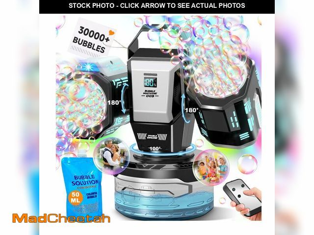 Lot 74-14212897 - Rechargeable Bubble Machine with RGB Lights: 30,000 Bubbles Storm, Auto 360ÃÂ° Rotation &amp; Remot...