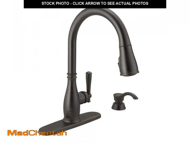 Lot 74-12425187 - Delta Charmaine Single-Handle Pull-Down Sprayer Kitchen Faucet with Soap Dispenser in Venetian Bronz...